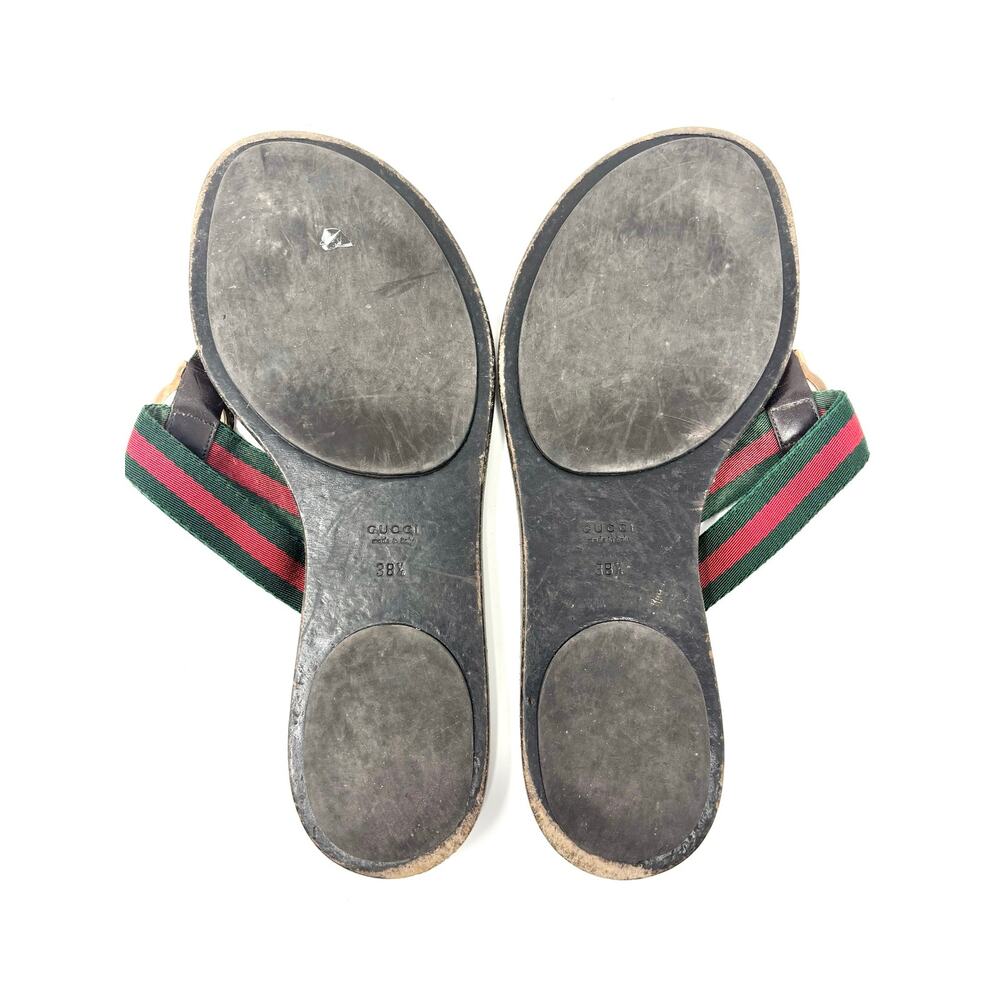 Gucci Inerlocking GG Web Stripe Thong Flat Sandal Slides EU 38.5 - Picture 6 of 7